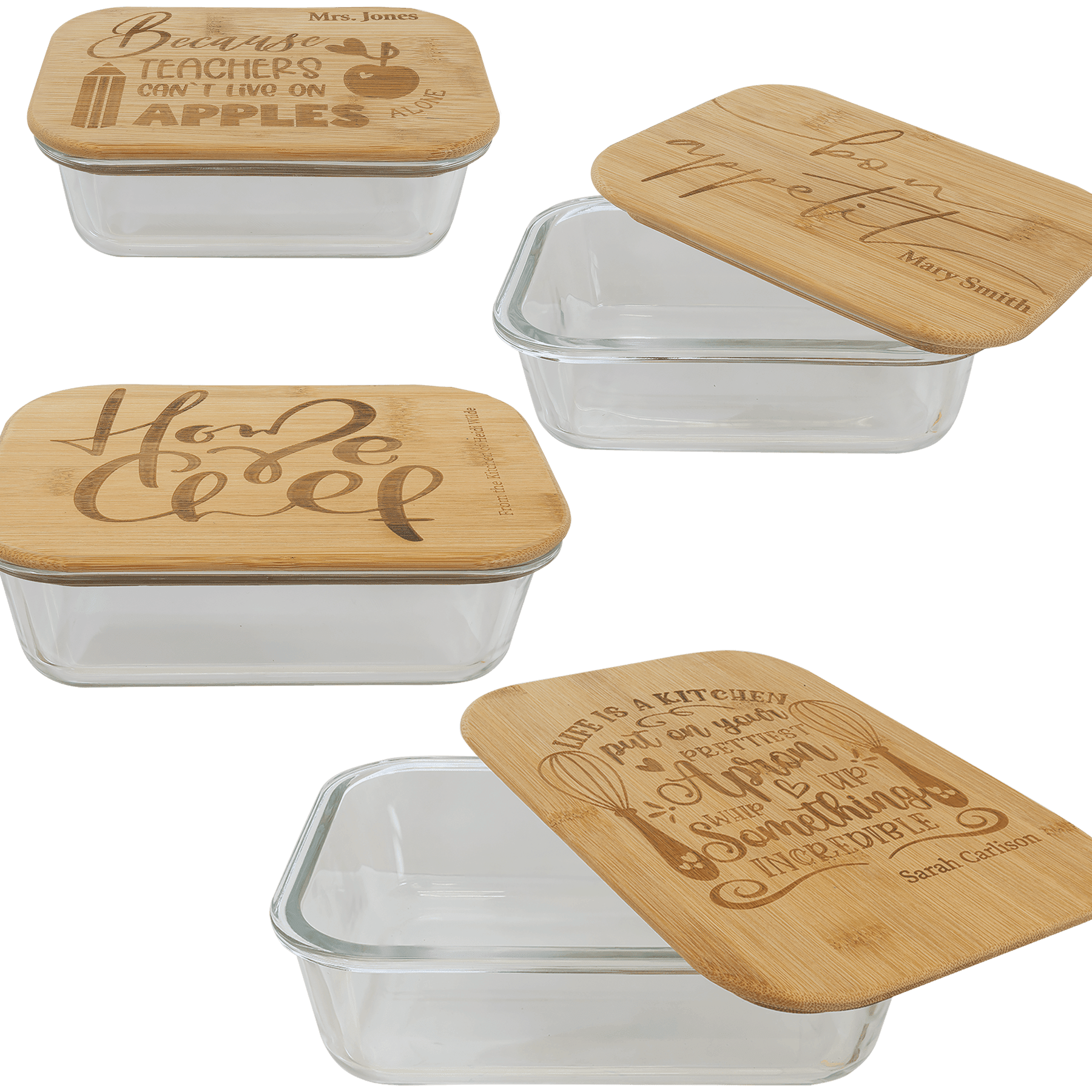 Glass Food Container With Bamboo Lid