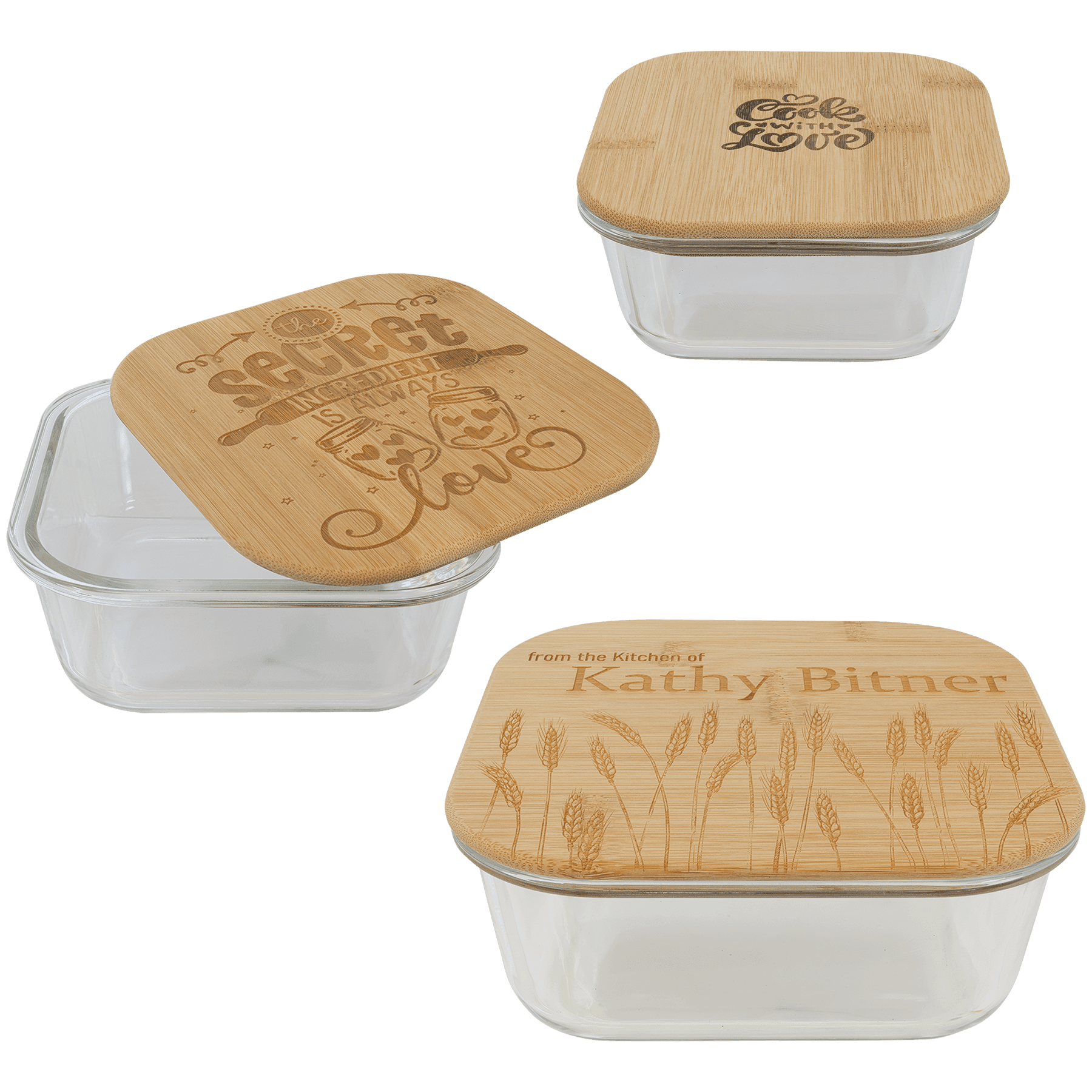 Glass Food Container With Bamboo Lid