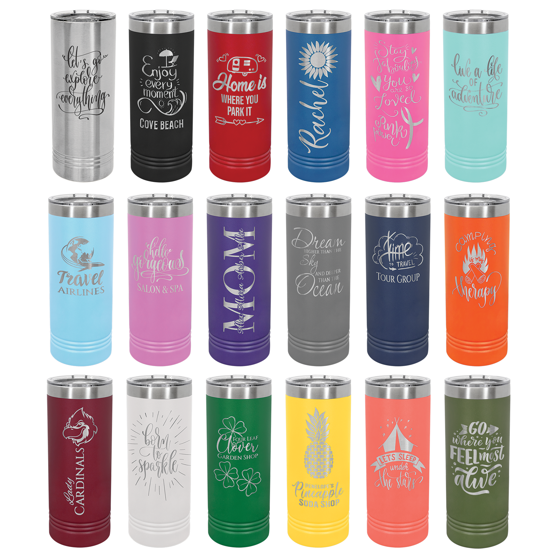 Polar Camel 22 oz. Skinny Tumbler with Slider Lid