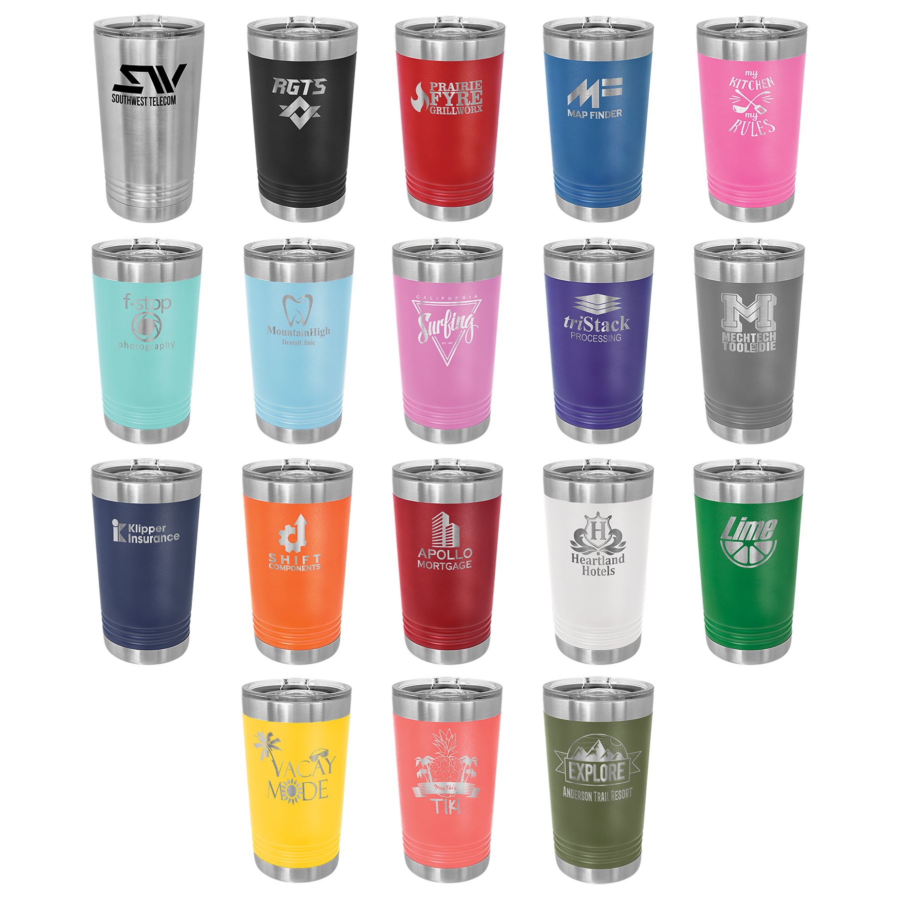 Polar Camel Stainless Steel 16 oz. Pint with Slider Lid