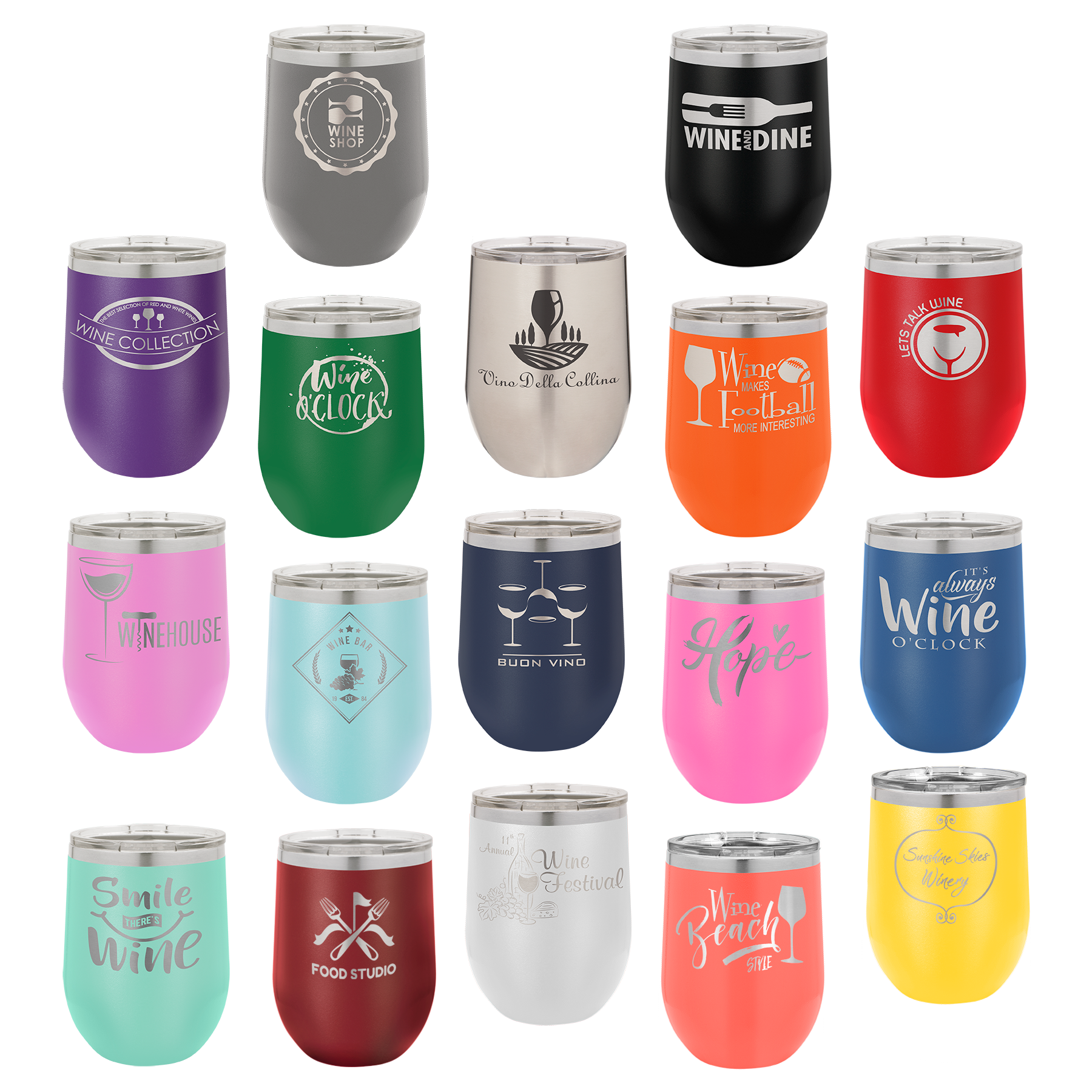 Polar Camel Vacuum Insulated Stemless Wine Tumbler with Lid